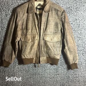 Saddlebred Men's Vintage Leather Bomber Jacket Brown Size 40 rusty